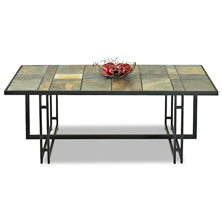 Metal Cocktail Table with Slate Style Top